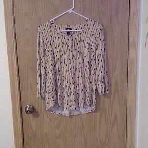 JM Collection Black and Cream Striped Blouse